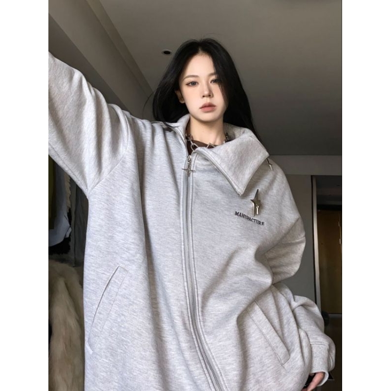 ÁO KHOÁC CAO CỔ KHOÁ CHÉO KIỂU DÁNG ĐỘC LẠ HÀNG LÓT NỈ DÀY DẶN HÀNG UNISEX
