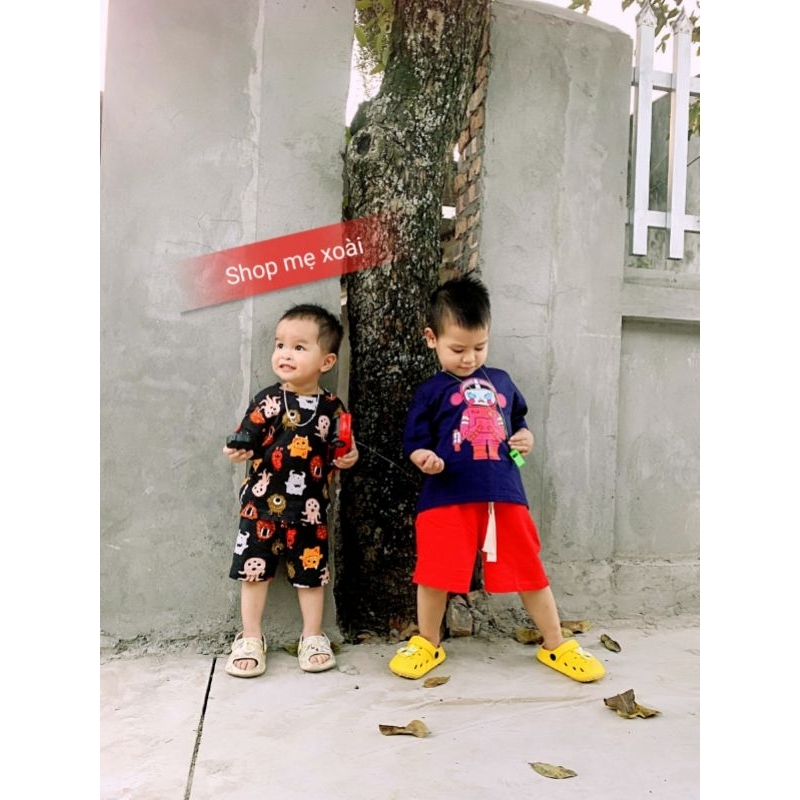 (8-17kg) Set 3 bộ Cotton xuất dư cho bé trai- Bộ cotton cộc tay mùa hè