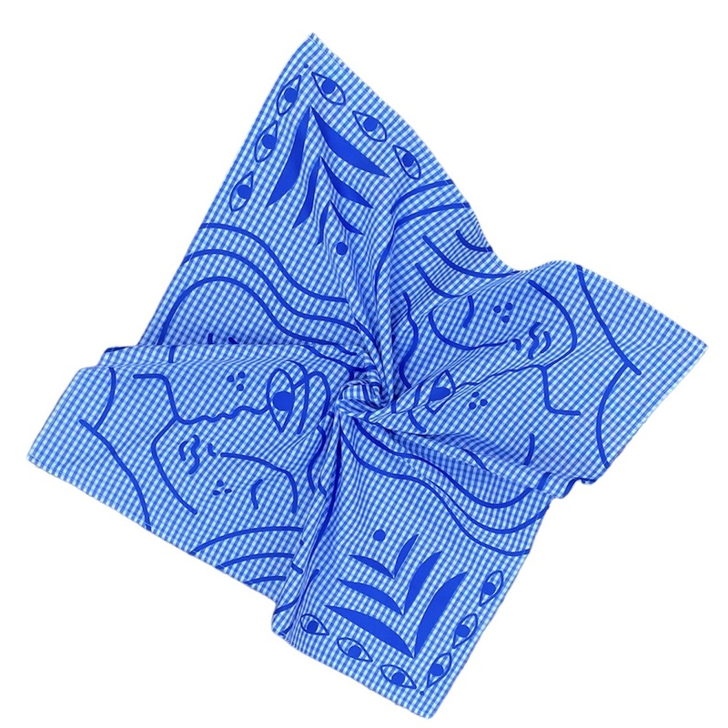 TheBlueTshirt - Khăn Vuông Bandana Sọc Màu Xanh Dương Đậm/ Trắng - Bandana Goodie - Blue