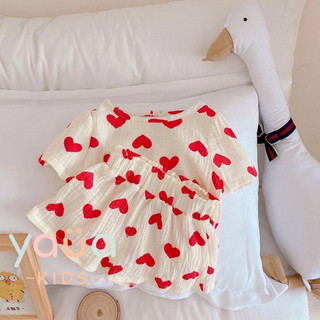 Yauakids - Set trái tim muslin bé gái