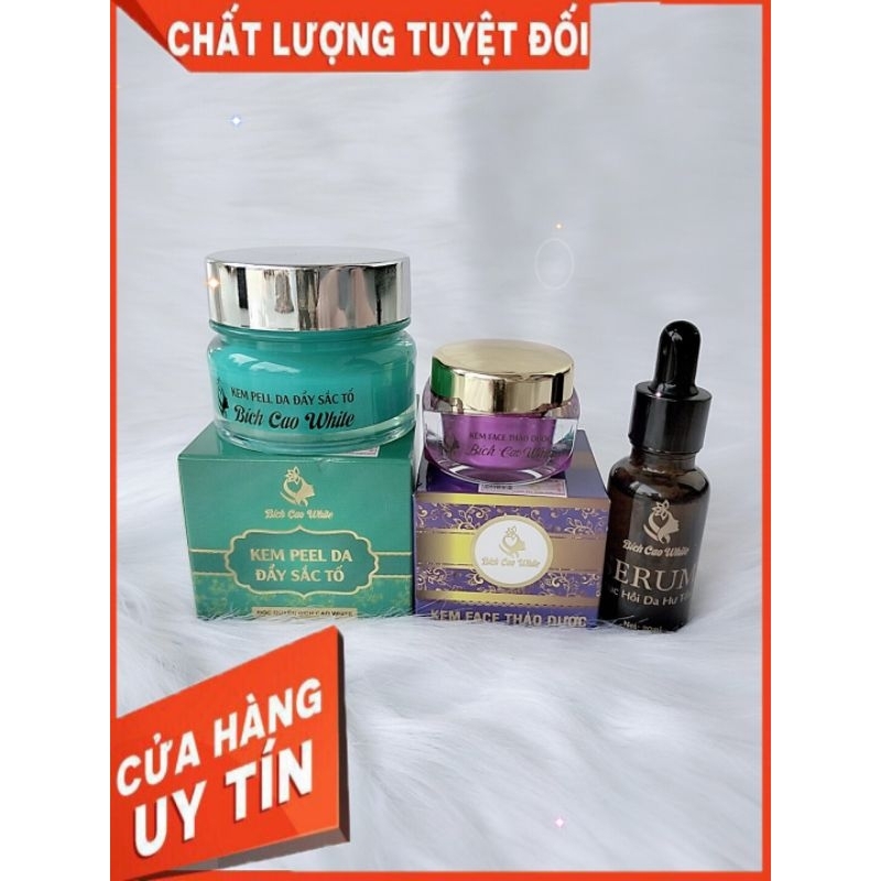 Combo Pell bong tái tạo_dưỡng 3 món_kem pell+Serum +kem dưỡng_bích cao white)