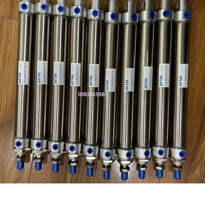 Xilanh tròn MA25-25/50/75/100/125/150/175/225/250/300-SCA vỏ INOX có từ Airtac