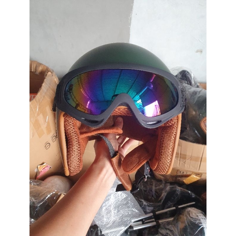 Kính uv 400 7 màu  đeo mũ bảo hiểm 1/2 3/4 phượt chống nắng