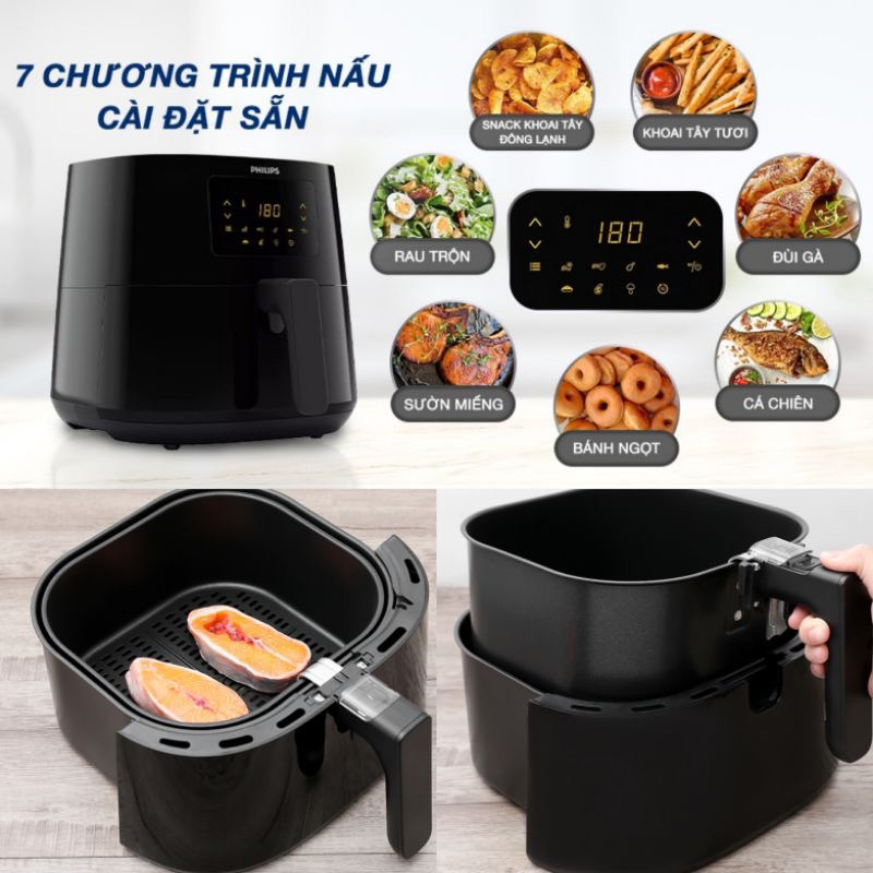 Nồi chiên không dầu ,Philips HD9200/90 4.1 lít, Philips HD9270/90 XL dung tích lớn 6.2 lít