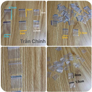 100 cái túi zip mini đựng đá quy 2x2cm, 2,5x2,5cm, 3x3cm,3,5x4,5cm