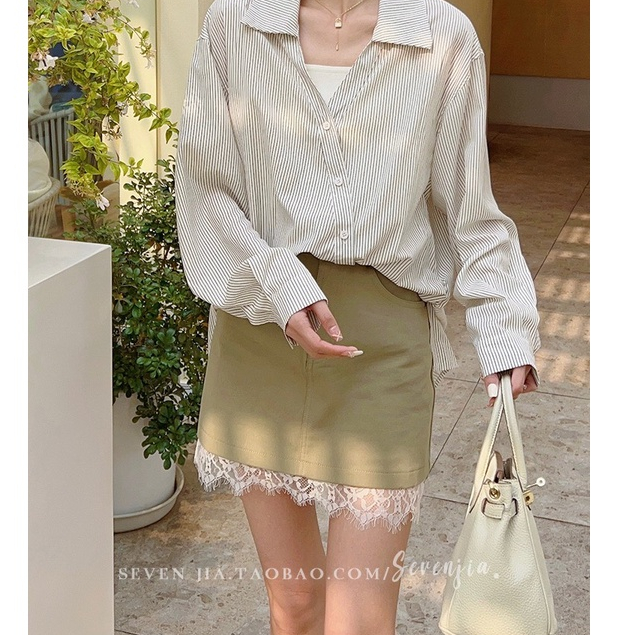 Chân váy A phối chân ren , The Peace