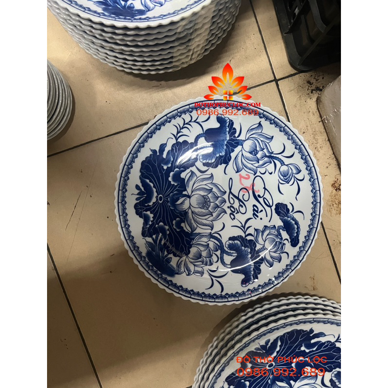 Đĩa thờ men lam 18-20-22-24