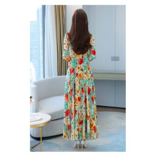 ĐẦM VOAN HOA TAY DÀI CAO CẤP