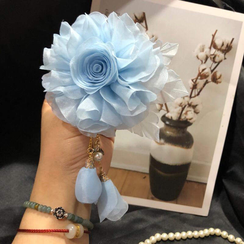 Hoa cài áo handmade cao cấp- Hoa cài váy đầm, dây treo hoa cách điệu- Màu nâu 10cm