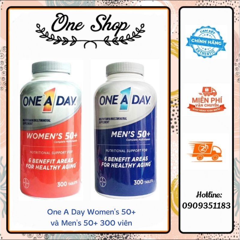 (Date T5-9/24) Viên uống One A Day Women's 50+ và One A Day Men's 50+ 300 viên của Mỹ