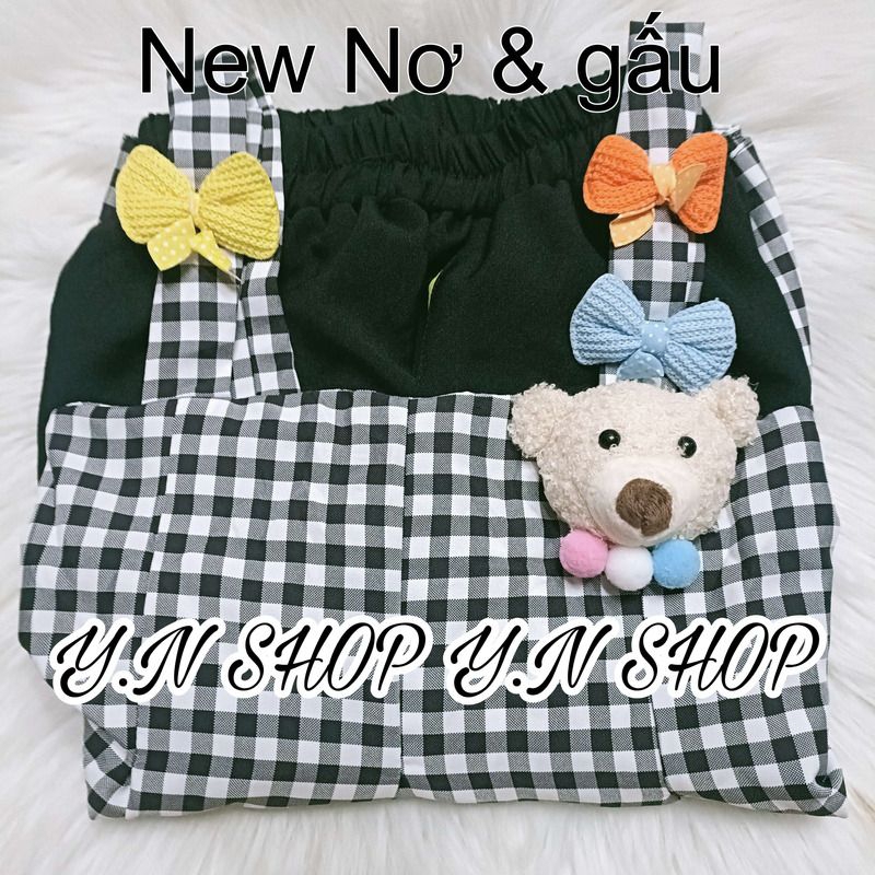 Set Babydoll Caro 2s Đính Hoa Và Gấu Kèm Quần Short Siêu Đáng Iu