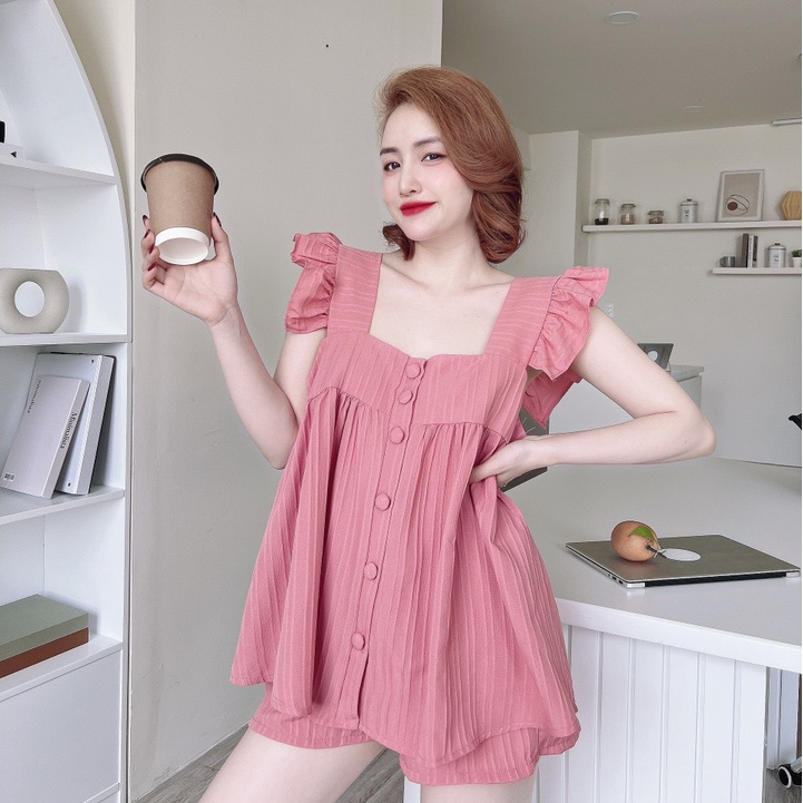 Bigsize Đồ Mặc Nhà Nữ SOJUN Đũi Sọc Cánh Tiên Size 50-65kg