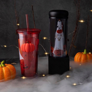 [STARBUCKS VN] - LY NHỰA HALLOWEEN 22 PLASTIC PUMPKIN PATCH POP HANDLE COLD CUP 16oz