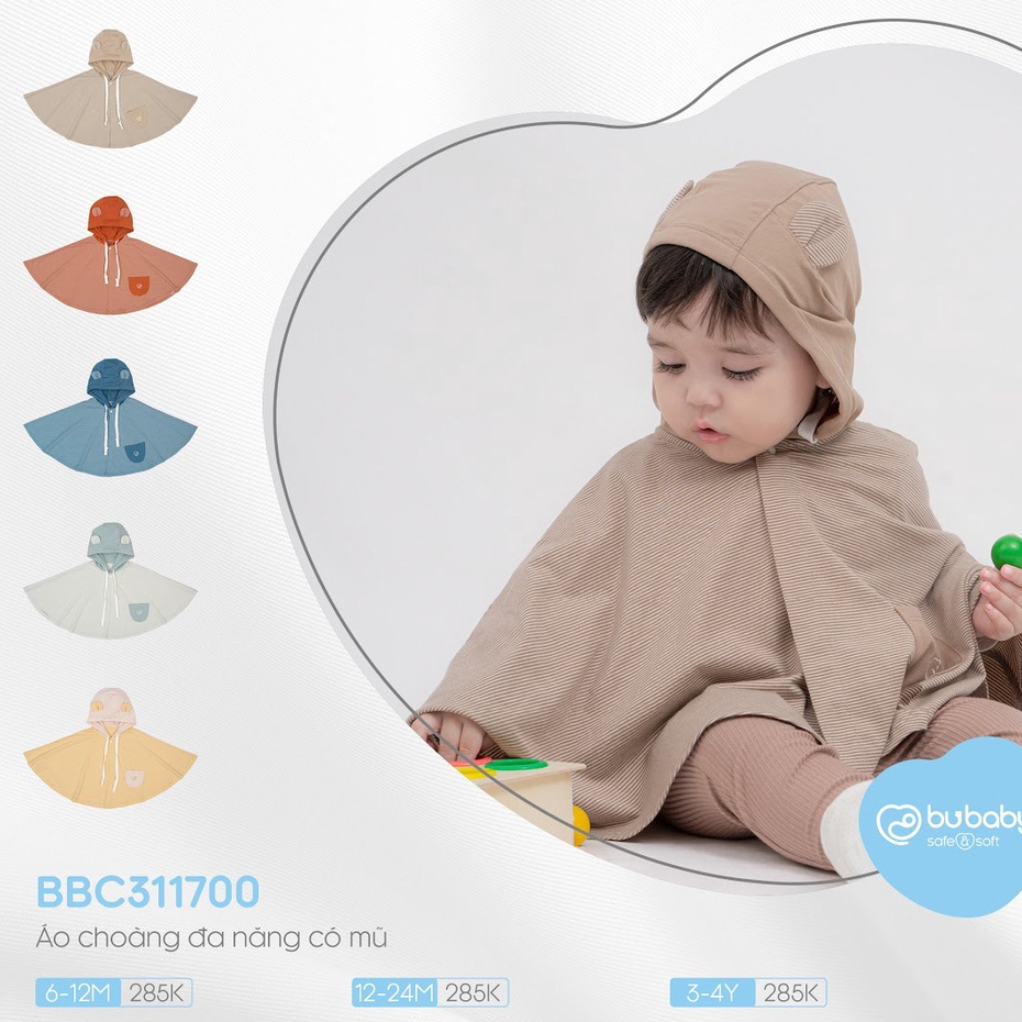Áo choàng có mũ Bu baby cho bé 6 tháng đến 4 tuổi