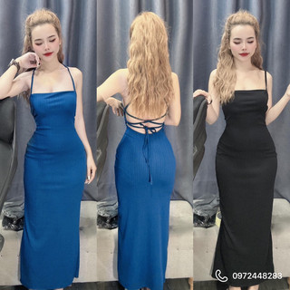 Đầm body dây đan lưng kèm mút ngựcm