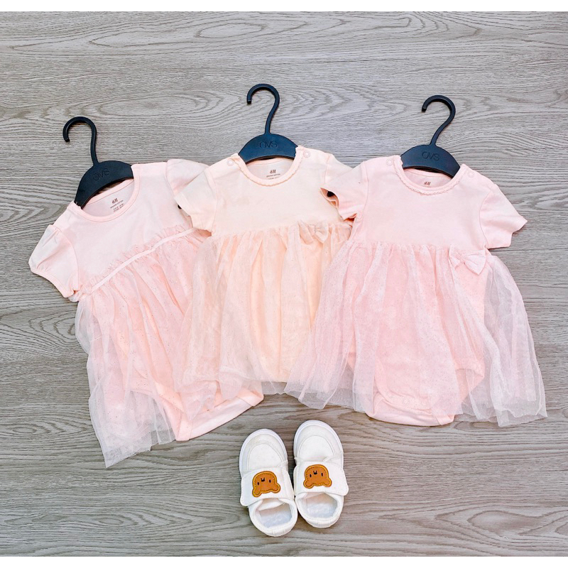 Bodychip váy bé gái sơ sinh H.M xịn siêu mềm mịn an toàn cho bé, cotton co giãn siêu tốt