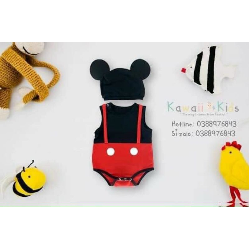 Bộ Body hình thú- Body Chíp cho bé từ 4-12kg chất cotton mềm mịn co dãn thấm hút mồ hôi tốt