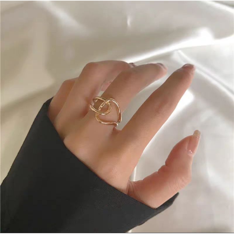 Nhẫn trơn dáng móc chữ X phong cách hàn quốc N7 nhẫn mạ bạc tự điều chỉnh dành cho nữ Amor.accessories