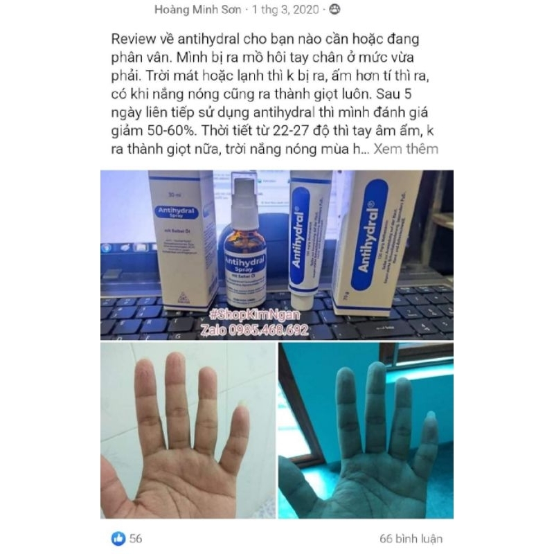 Antihydral Kem Bôi Ngăn Mồ Hôi Nách, Mồ Hôi Tay Chân nội địa Đức - Bill Đức - Antihydral Cream - Antihydral Spray