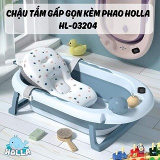 Chậu tắm gấp gọn Holla 03204 kèm phao và có nhiệt kế đo nước cảm biến nhiệt