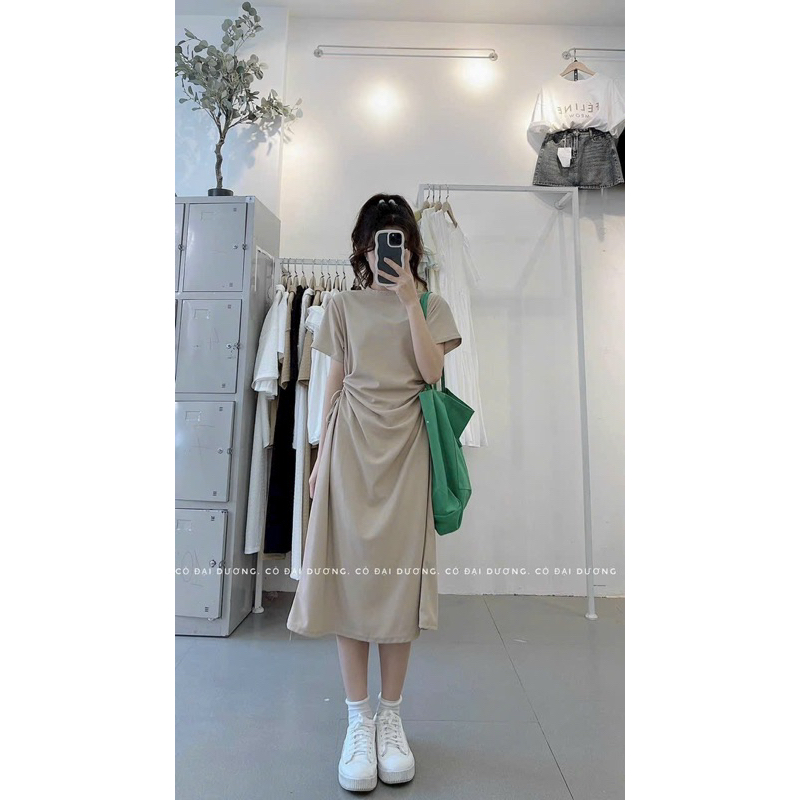 Váy Tăm Gân Rút Eo Sườn Xinh Mã MK00829