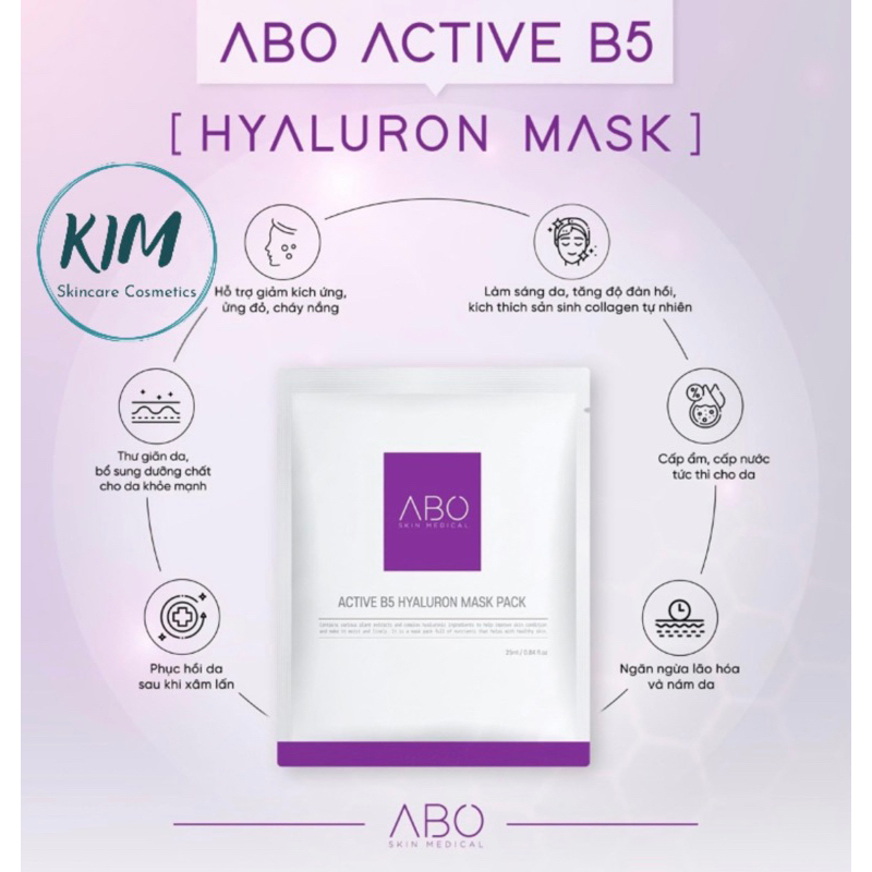 Mặt nạ cấp ẩm, căng mọng tế bào ABO active B5 Hyaluron 10 miếng