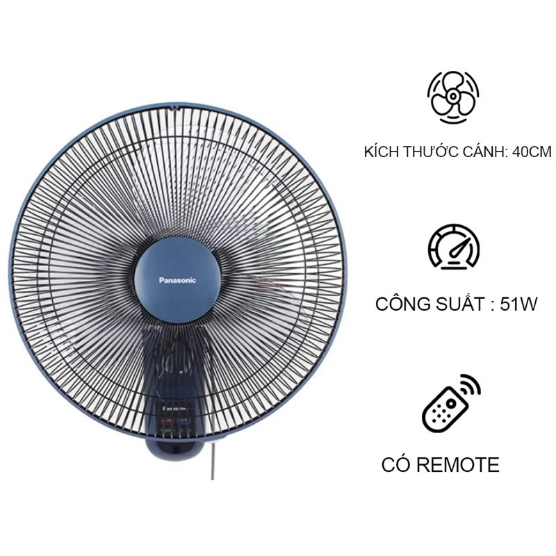 Quạt Treo Tường Nhập Khẩu Malayxia Panasonic-Chạy Êm-Độ Bền Cao-Bảo Hành 12 Tháng