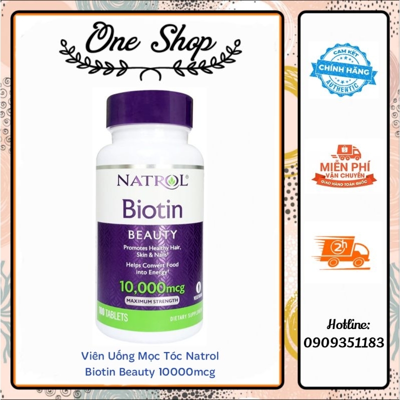Viên Uống Mọc Tóc Natrol Biotin Beauty 10000mcg 100 viên của Mỹ
