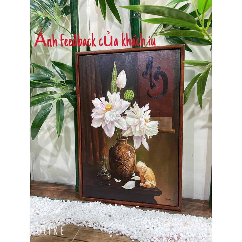Tranh treo tường hoa sennền cổ , treo phòng khách , phòng thờ,phòng trà,.... mang lại sự tịnh tâm an yên