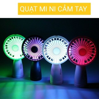 Quạt mini cầm tay hoa cúc có đèn led