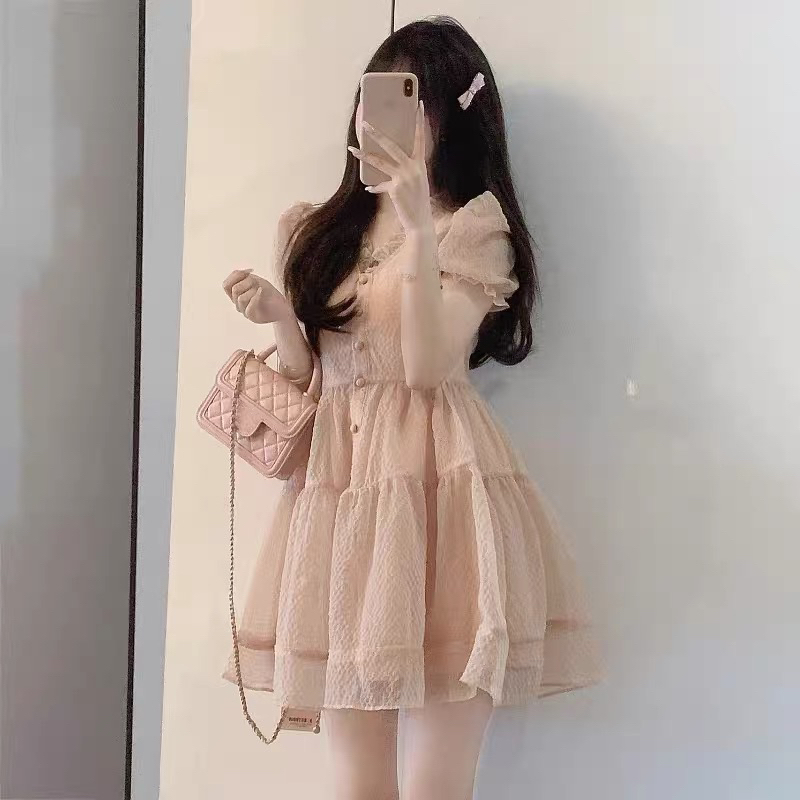Đầm / Váy babydoll hồng ulzzang - kèm ảnh thật