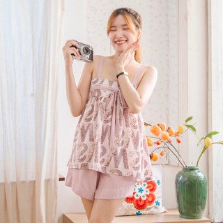Bộ mặc nhà nữ hai dây Solla Home chất lụa cao cấp