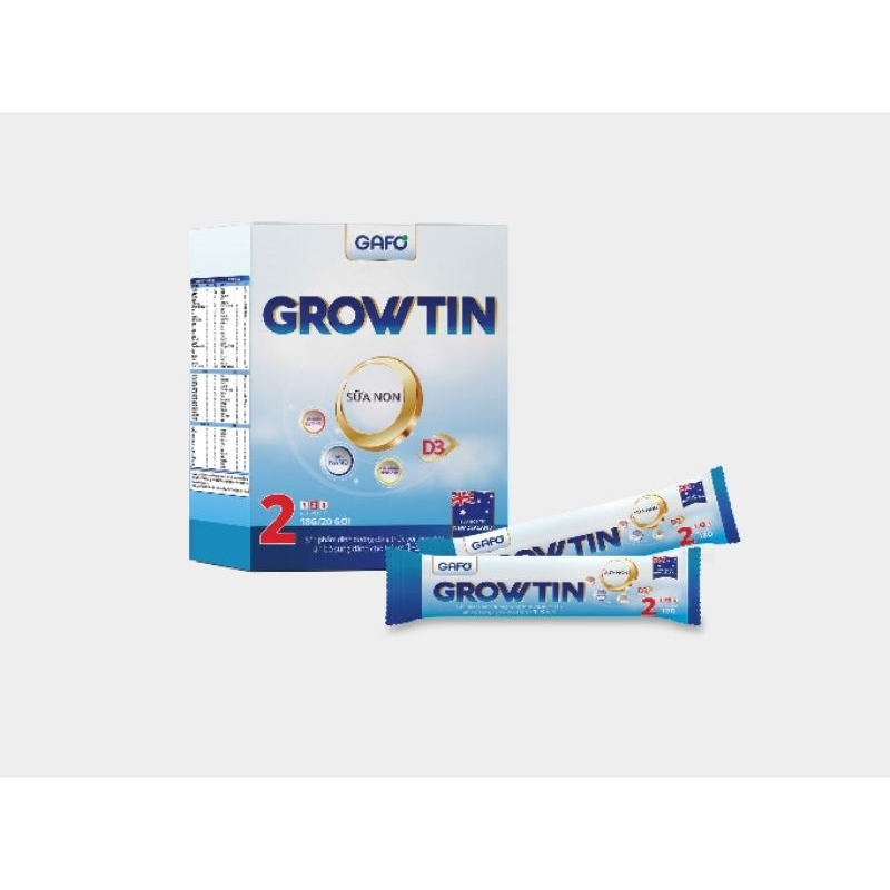GROWTIN 2: Sản phẩm dinh dưỡng công thức với mục đích ăn bổ sung dành cho trẻ từ 1-3 tuổi (Túi giấy 18g/túi/20 túi)