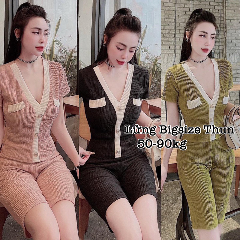 Set Thun Bigsize Thời Trang Nữ Tay Ngắn Quần Lửng Xinh Đẹp Giá Rẻ 50-100kg