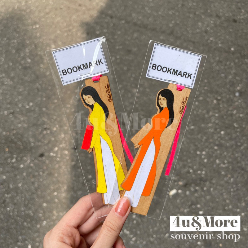 Kẹp sách giấy cuộn hình cô gái áo dài, phong cảnh Việt Nam