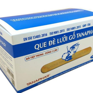 Que đè lưỡi gỗ Tana (Hộp 100 cái, đã tiệt trùng từng cái)