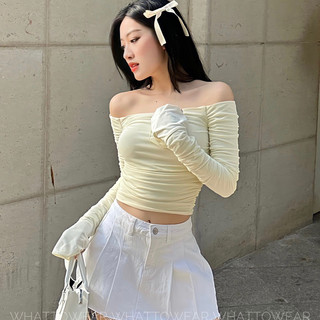 Áo trễ vai thun lưới nhún tay loe