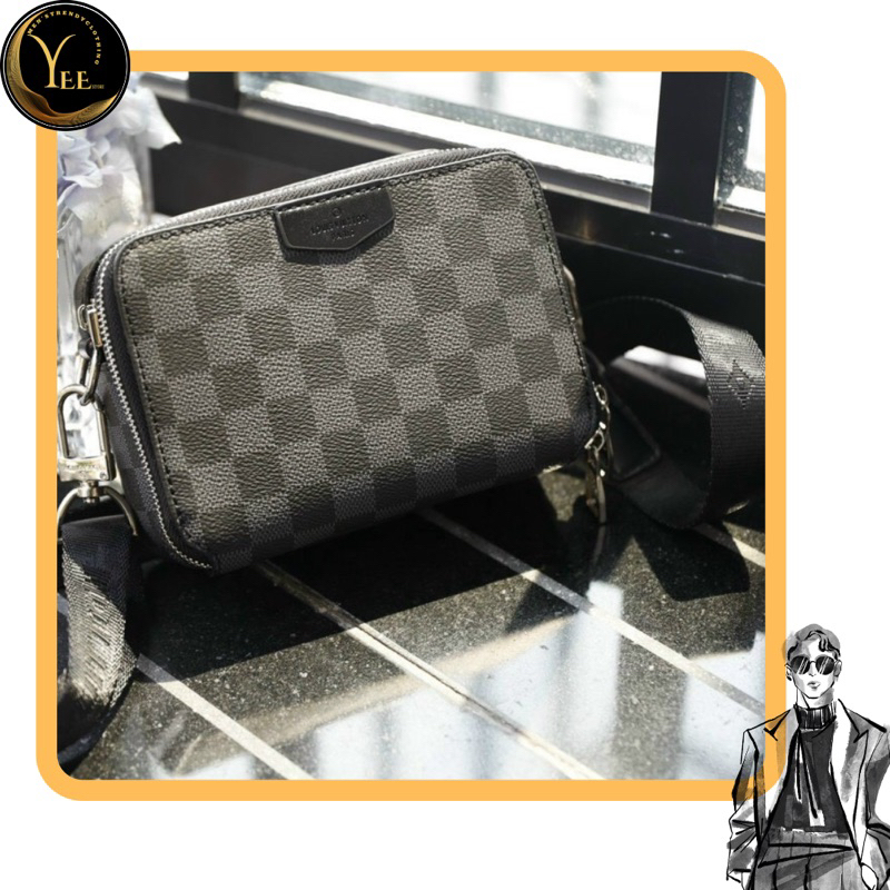 - Túi đeo chéo Da Nam LV Alpha size 18cm Ô Vuông Full hộp, túi vải Cao cấp spv2023