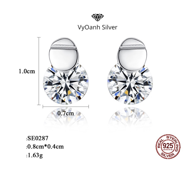 Khuyên tai bạc nữ VyOanh Silver, Bông tai bạc nữ thiết kế thanh lịch SE0287