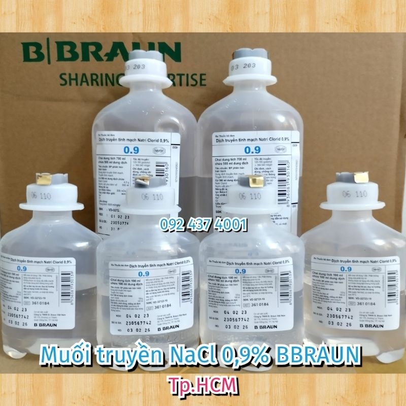 Dịch muối truyền Natri Clorid 0,9% BBRAUN, chai 100ml 500ml.