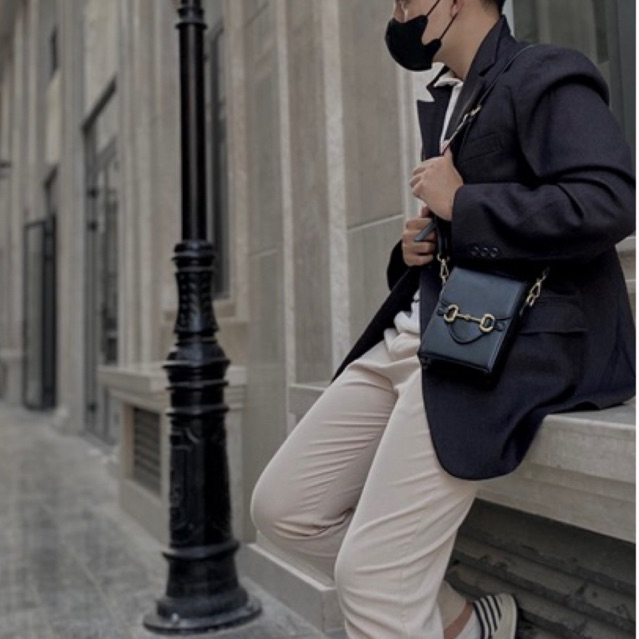 ESP001- Túi UNISEX da PU cao cấp nhỏ mini đeo chéo unisex đựng điện thoại khoá nam châm đơn giản.