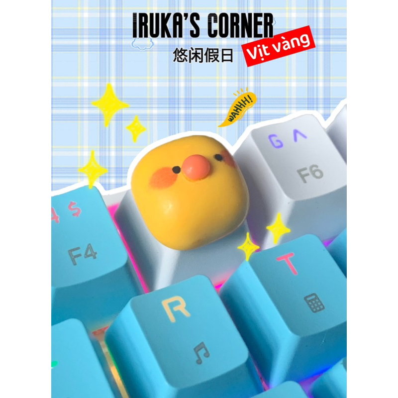 🌷Keycap động vật dễ thương ngộ nghĩnh🌷 Nút bàn phím cơ Abs doubleshot