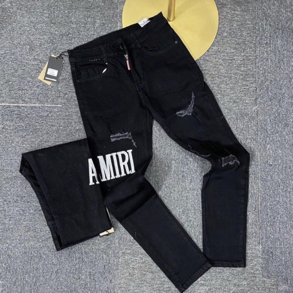Quần jean nam rách co giãn vải skinny cao cấp phối chữ AMIRI mẫu mới_AX STORE