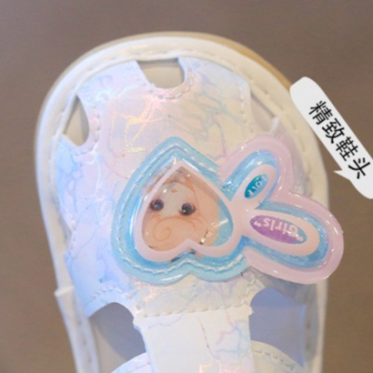 Sandal tập đi cho bé gái 0-2 tuổi chống trơn trượt họa tiết trái tim elsa đáng yêu phong cách thời trang