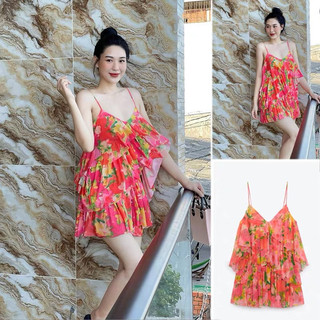 Đầm hoa hai dây hàng TQ