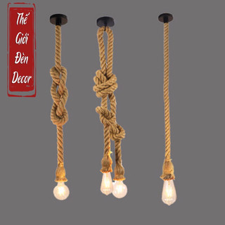 Bộ đèn thả dây thừng T024 , dây đui đèn thả đơn trang trí decor quán cafe shop