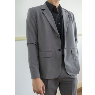Áo vest blazer nam VÂU màu xám cơ bản áo khoác công sở trẻ trung dài tay 1 lớp và 2 lớp phong cách Hàn Quốc