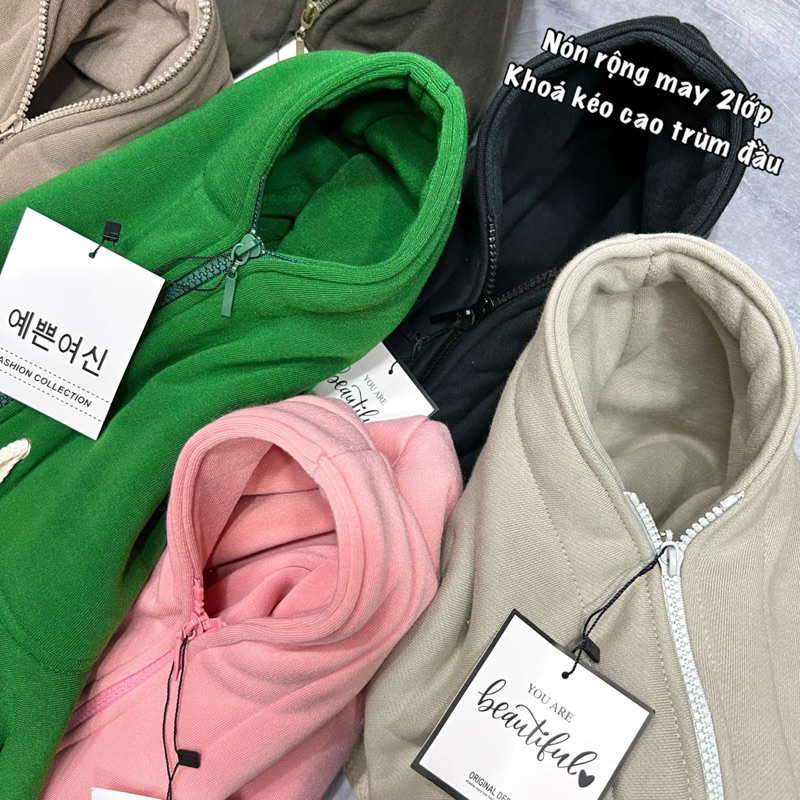AK07_Áo Khoác Nữ Dáng Lửng Khoá Kéo Cao_Chất Nỉ Thun Cao Cấp_Bo Tay Xỏ Ngón Chống Nắng Tiện Lợi