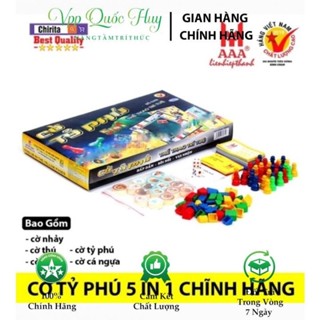 Cờ Tỷ Phú 5in1 - cờ tỷ phú/ cờ cá ngựa/ cờ nhảy/ cờ đoán/ cờ thú