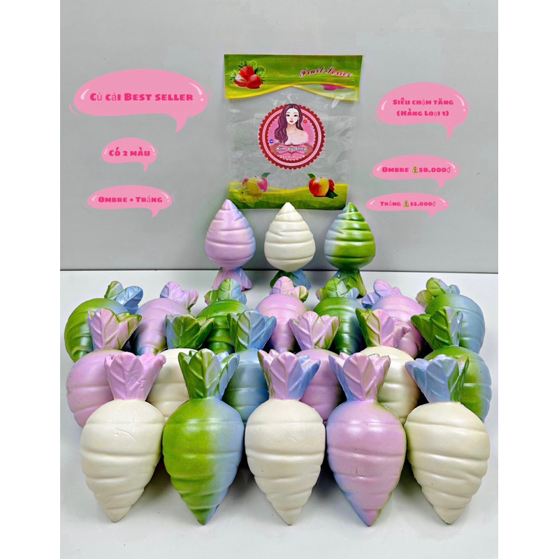 Squishy Củ Cải Best Seller  Chất Siêu Đã Có 2 Màu- Kèm Bao Bì • Lỗi Cuốn Do Mềm